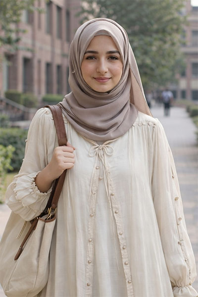 HAYA Flowing maxi dress features a soft, airy silhouette with delicate pearl