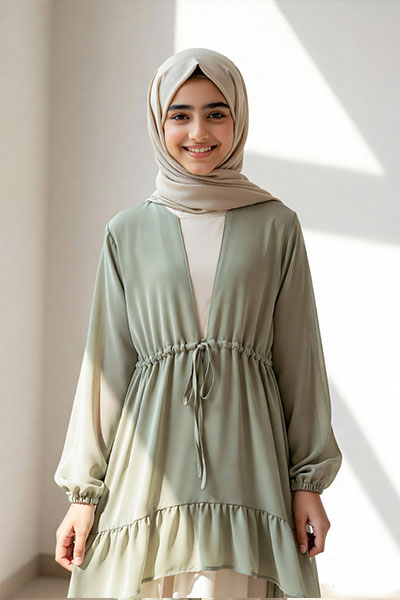 HAYA Elegant modest layered maxi, timeless grace